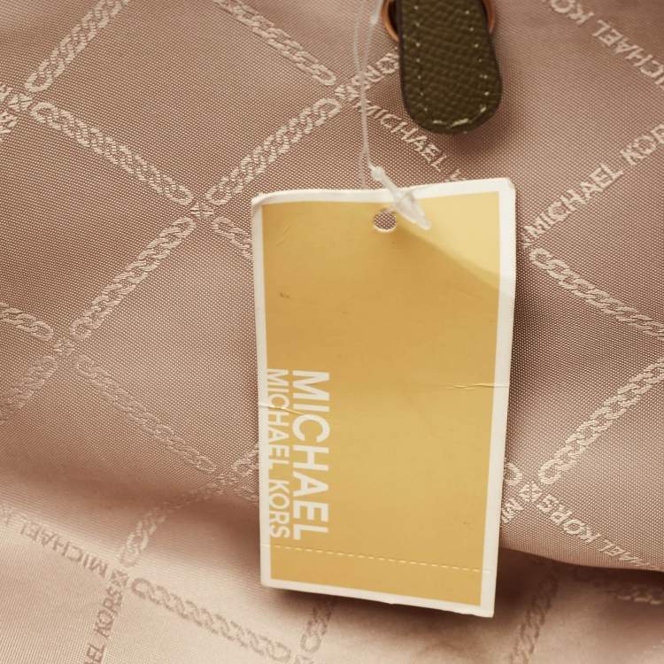Pre Owned Michael Kors Voyager Medium Olive Green Leather Tote