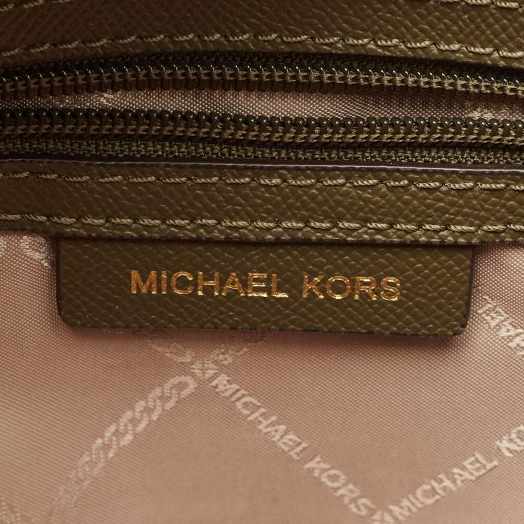 Pre Owned Michael Kors Voyager Medium Olive Green Leather Tote