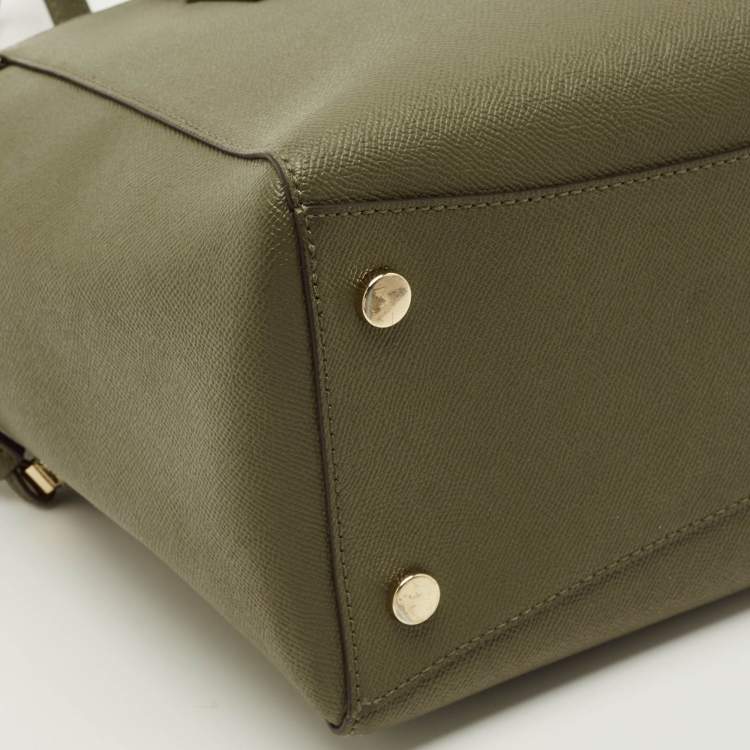 Pre Owned Michael Kors Voyager Medium Olive Green Leather Tote