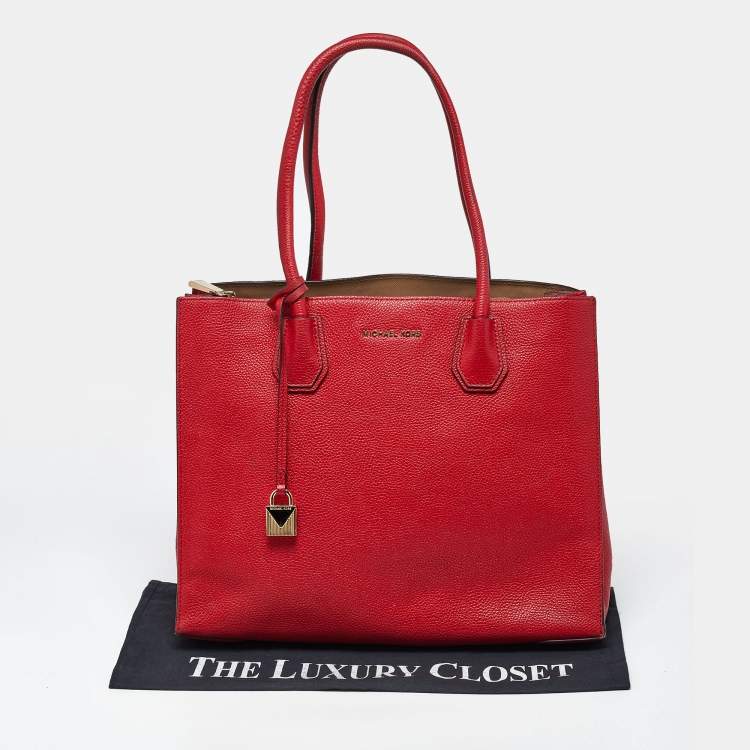 Pre Owned Michael Kors Mercer Red Leather Tote