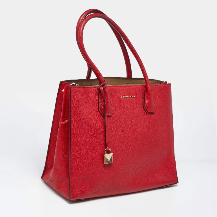 Pre Owned Michael Kors Mercer Red Leather Tote