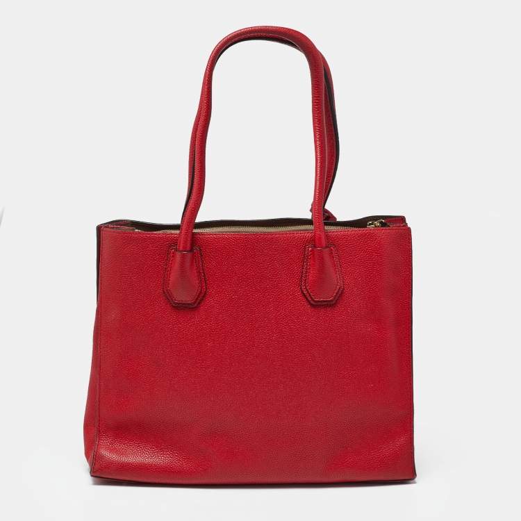 Pre Owned Michael Kors Mercer Red Leather Tote