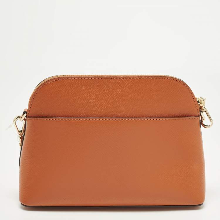 Pre Owned Michael Kors Dome Orange Leather Crossbody Bag