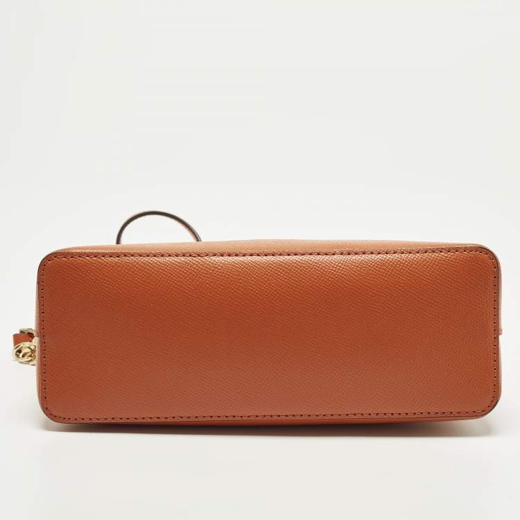 Pre Owned Michael Kors Dome Orange Leather Crossbody Bag