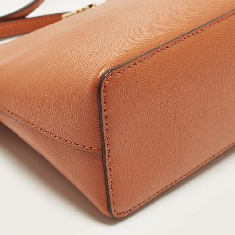 Pre Owned Michael Kors Dome Orange Leather Crossbody Bag