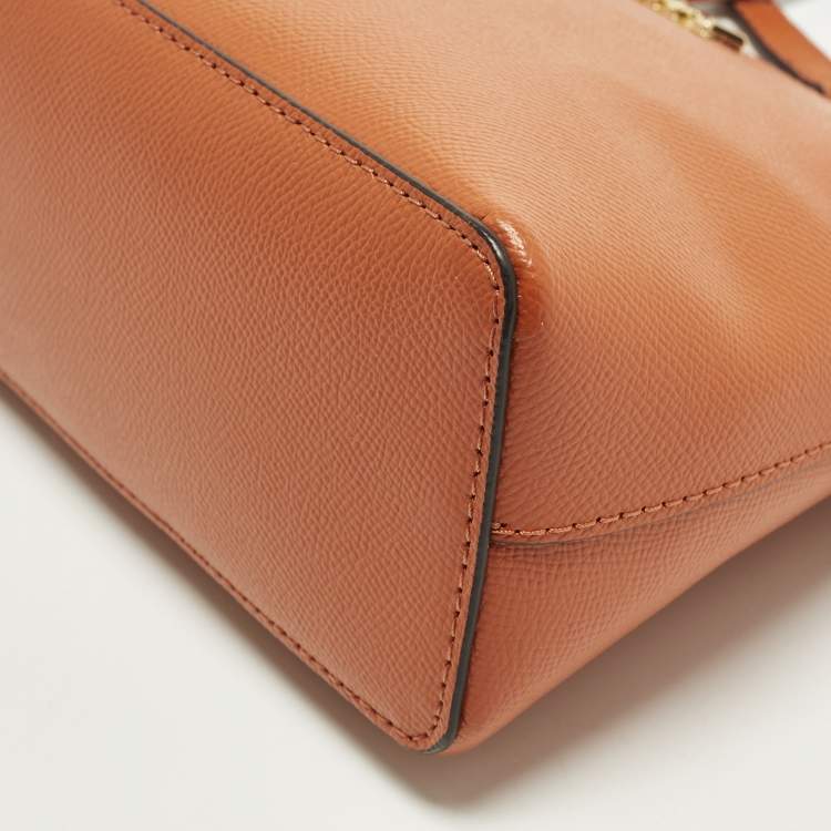 Pre Owned Michael Kors Dome Orange Leather Crossbody Bag