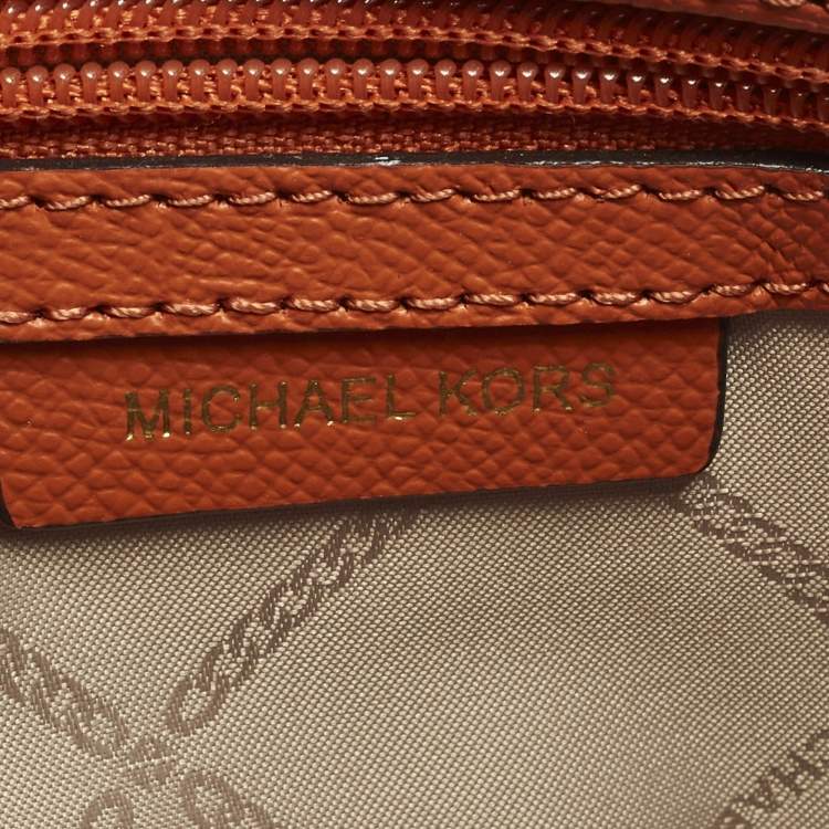 Pre Owned Michael Kors Dome Orange Leather Crossbody Bag