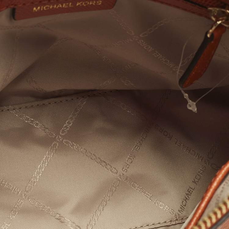 Pre Owned Michael Kors Dome Orange Leather Crossbody Bag