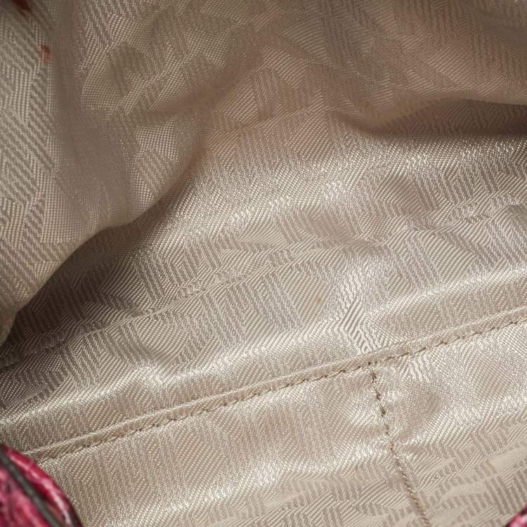 Pre Owned Michael Kors Tribeca Pink/Black Python Embossed Leather Shoulder Bag