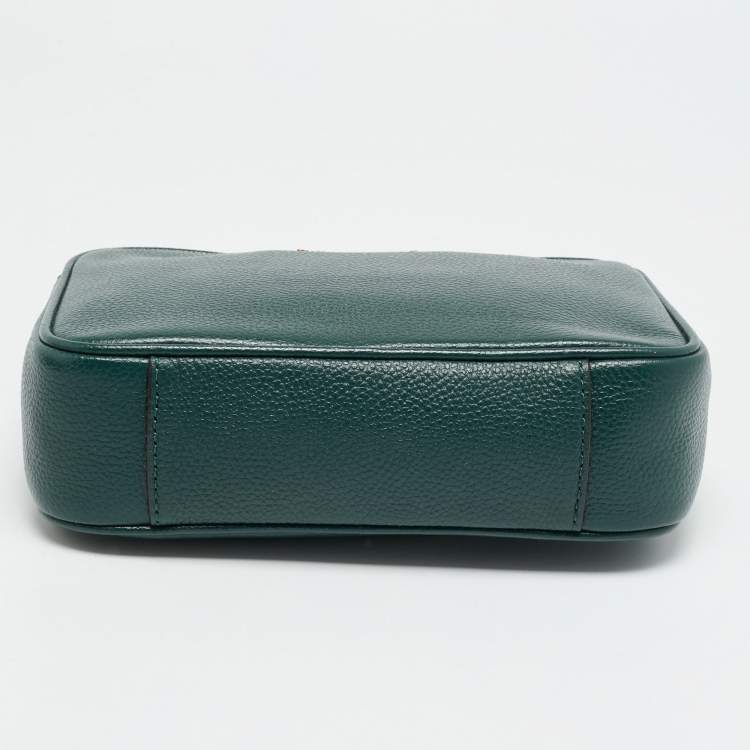 Pre Owned Michael Kors Jet Set Camera Green Leather Crossbody Bag