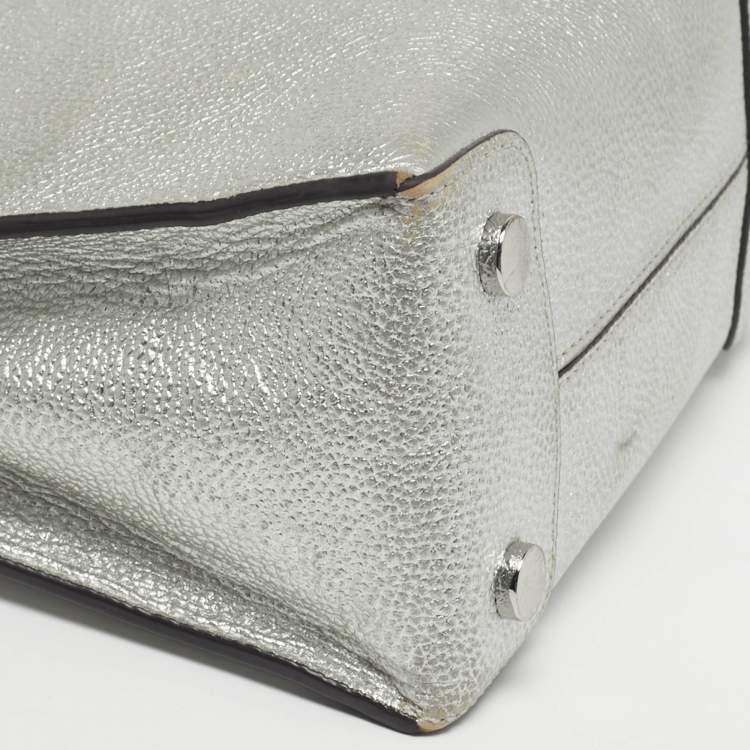 Pre Owned Michael Kors Mercer Small Silver Leather Tote