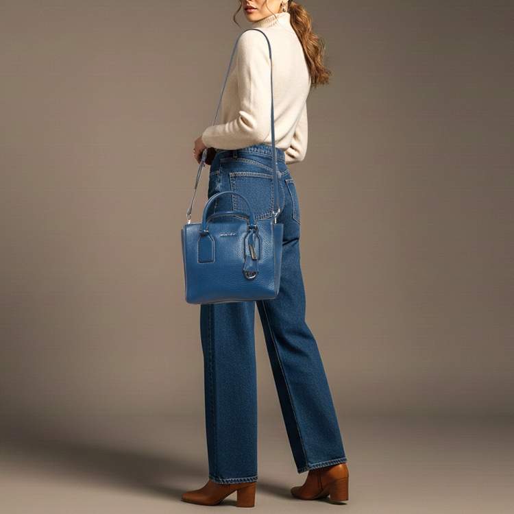 Pre Owned Michael Kors Selby Blue Leather Tote