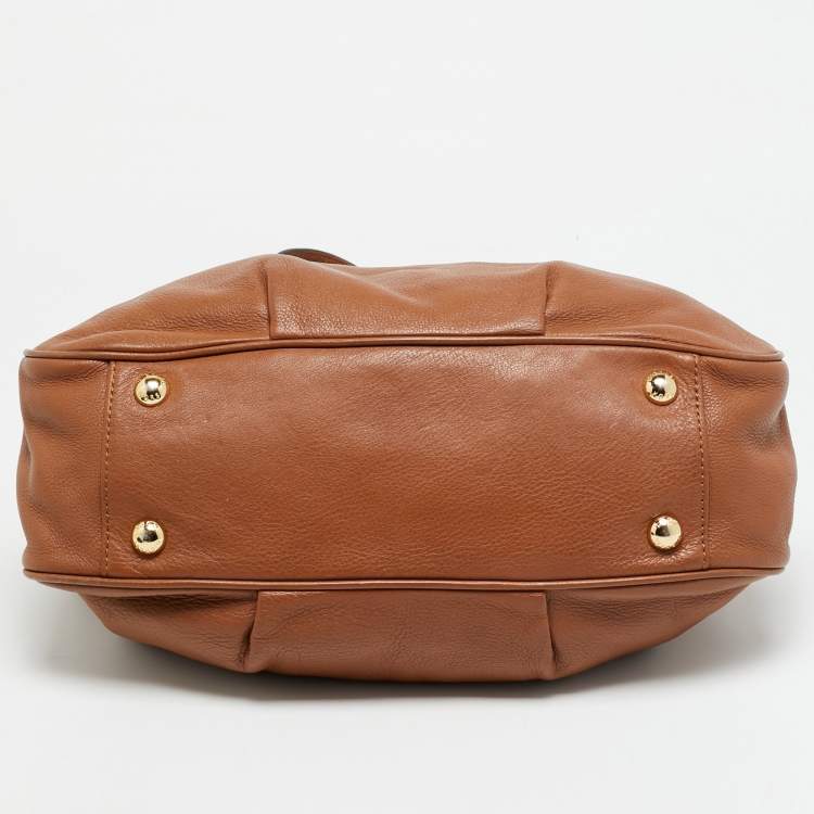 Pre Owned Michael Kors Fulton Chain Brown Leather Shoulder Bag