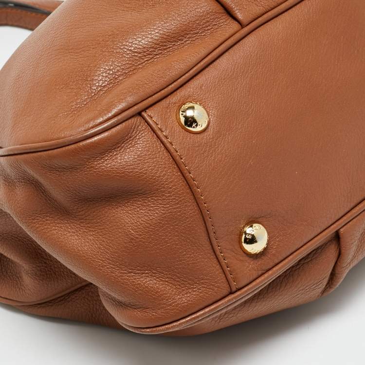 Pre Owned Michael Kors Fulton Chain Brown Leather Shoulder Bag