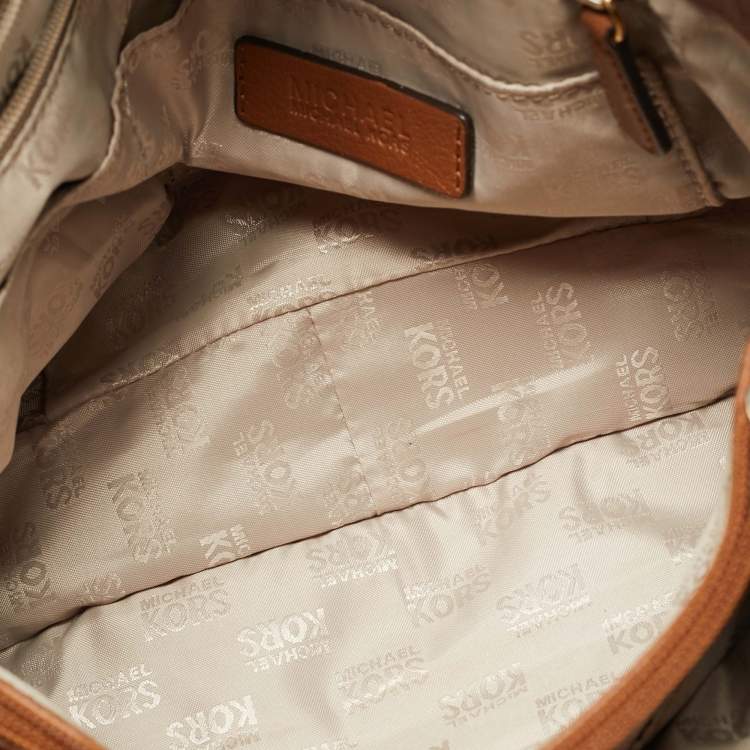 Pre Owned Michael Kors Fulton Chain Brown Leather Shoulder Bag