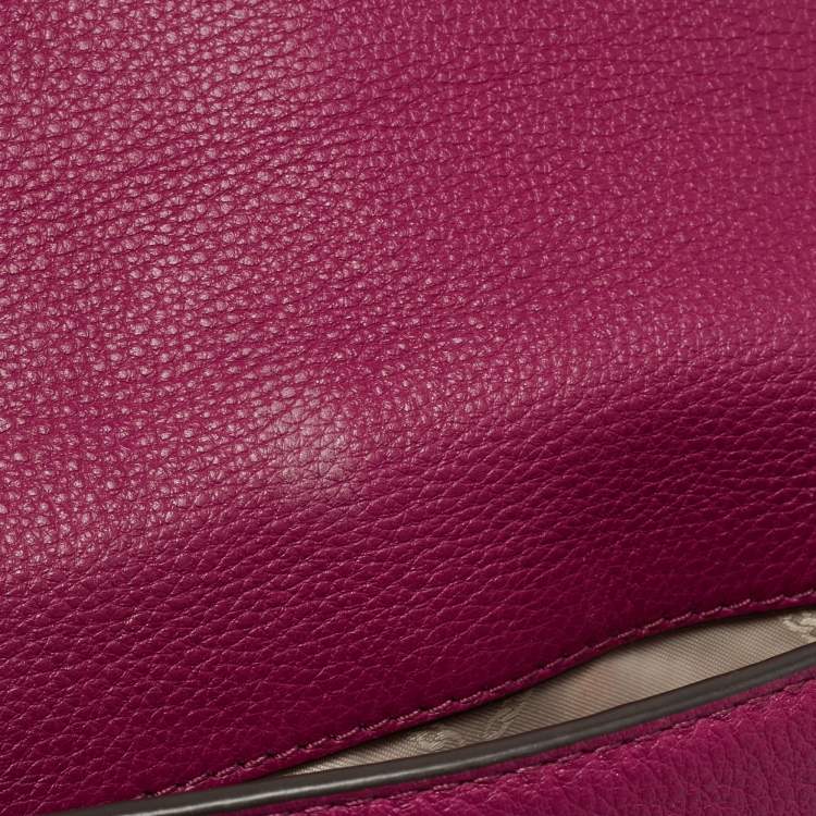 Pre Owned Michael Kors Mott Magenta Leather Crossbody Bag