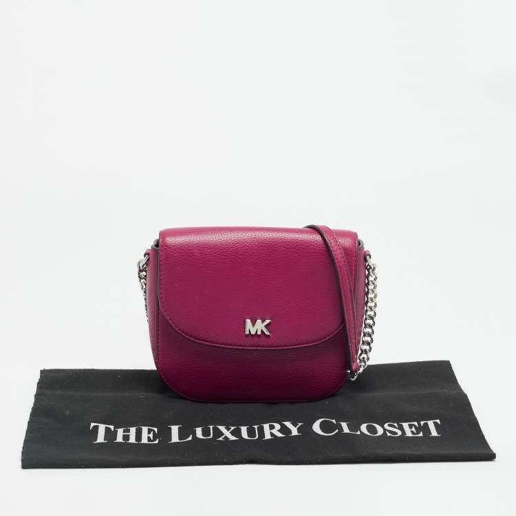 Pre Owned Michael Kors Mott Magenta Leather Crossbody Bag