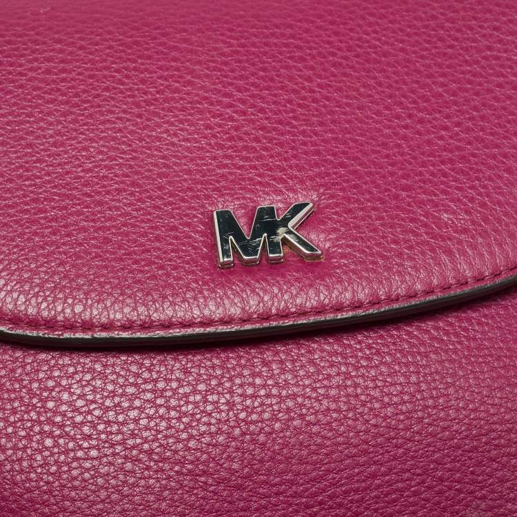 Pre Owned Michael Kors Mott Magenta Leather Crossbody Bag
