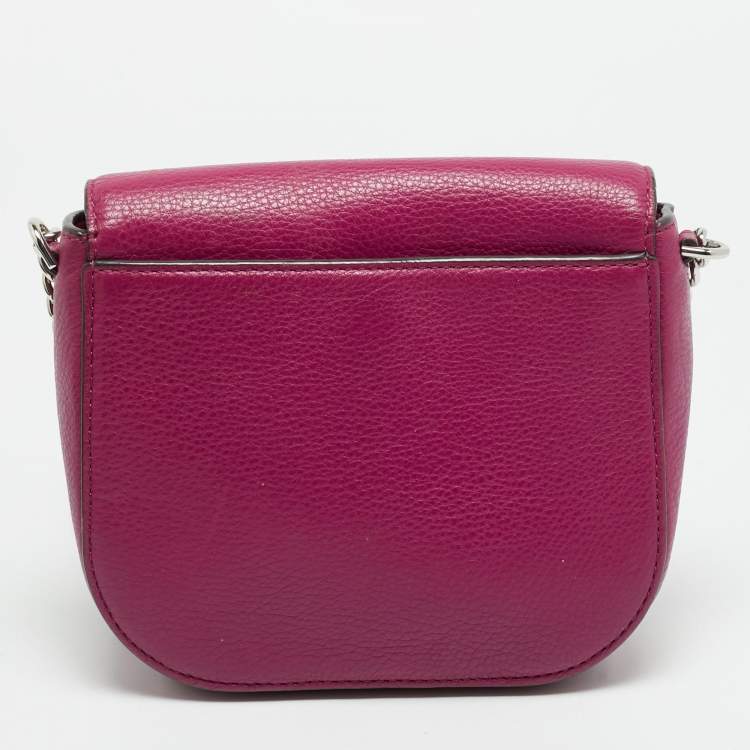 Pre Owned Michael Kors Mott Magenta Leather Crossbody Bag
