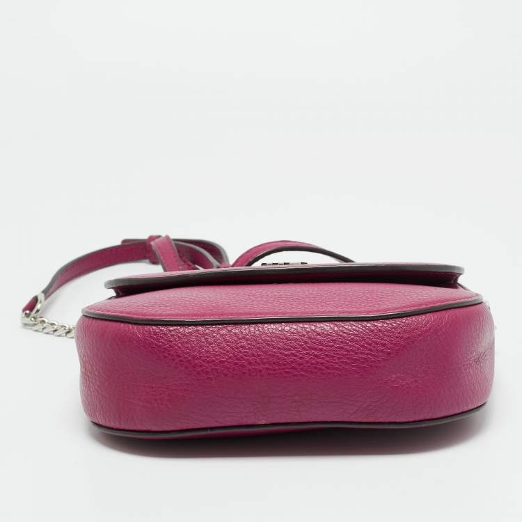 Pre Owned Michael Kors Mott Magenta Leather Crossbody Bag