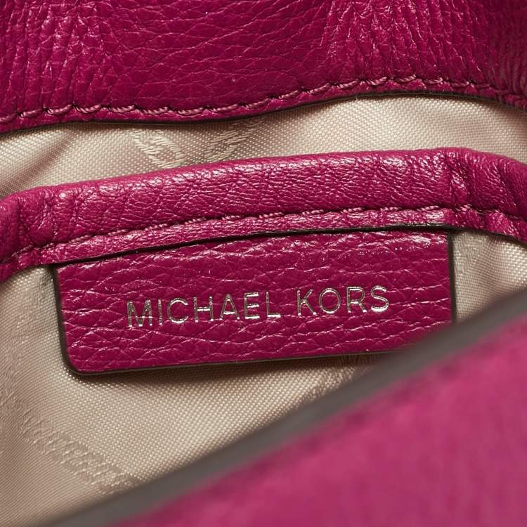Pre Owned Michael Kors Mott Magenta Leather Crossbody Bag