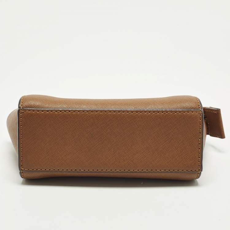 Pre Owned Michael Kors Selma Mini Brown Saffiano Leather Crossbody Bag