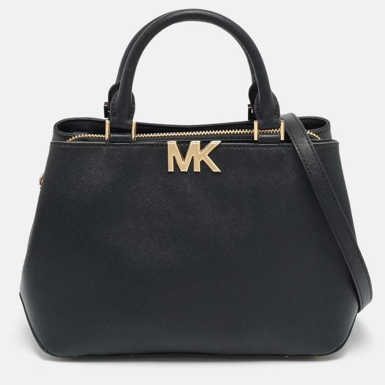 Pre Owned Michael Kors Florence Medium Black Saffiano Leather Satchel