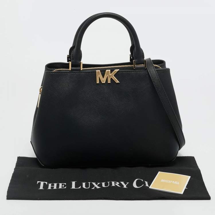 Pre Owned Michael Kors Florence Medium Black Saffiano Leather Satchel
