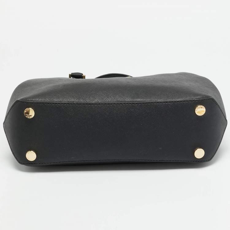 Pre Owned Michael Kors Florence Medium Black Saffiano Leather Satchel