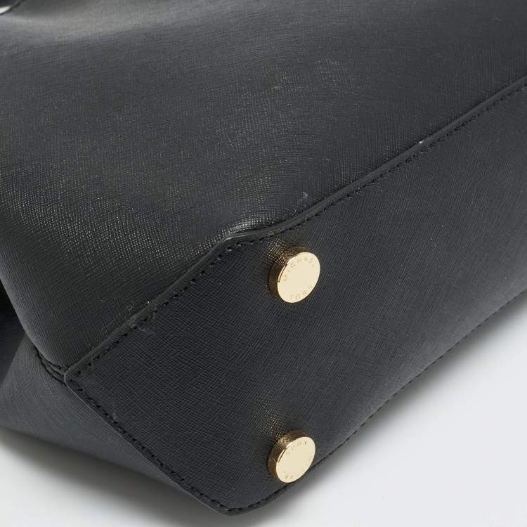 Pre Owned Michael Kors Florence Medium Black Saffiano Leather Satchel