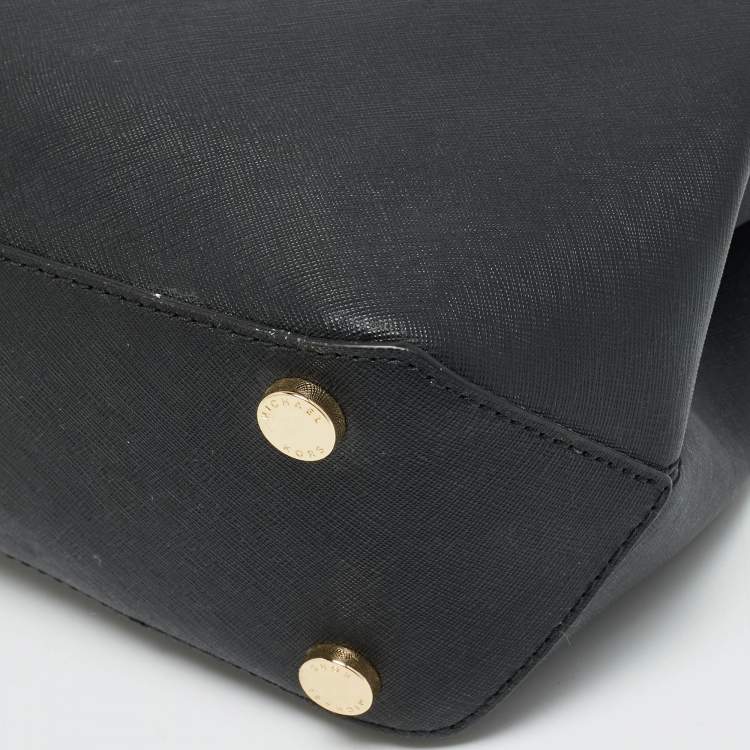 Pre Owned Michael Kors Florence Medium Black Saffiano Leather Satchel