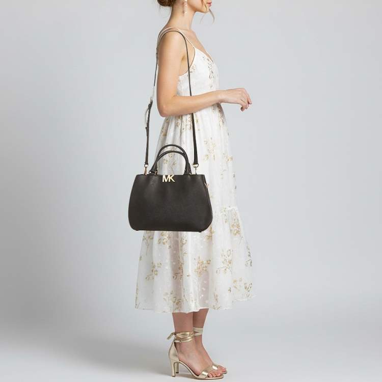 Pre Owned Michael Kors Florence Medium Black Saffiano Leather Satchel