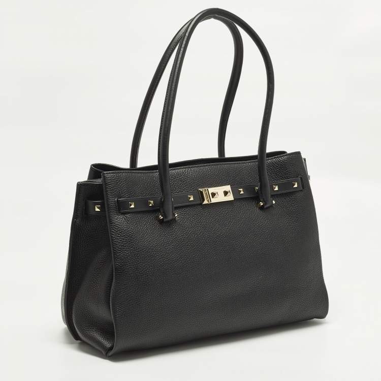 Pre Owned Michael Kors Addison Large Black Leather Tote
