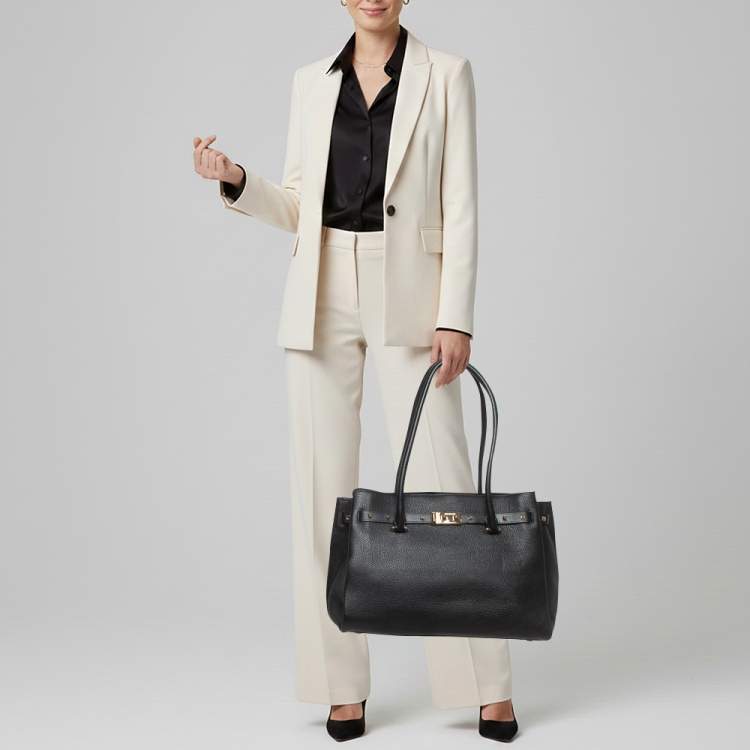 Pre Owned Michael Kors Addison Large Black Leather Tote