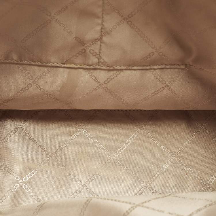 Pre Owned Michael Kors GIgi Large Beige/Brown Logo Jacquard Canvas Tote