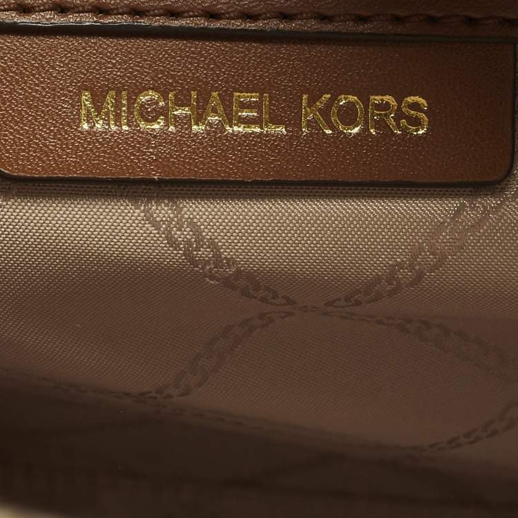 Pre Owned Michael Kors GIgi Large Beige/Brown Logo Jacquard Canvas Tote