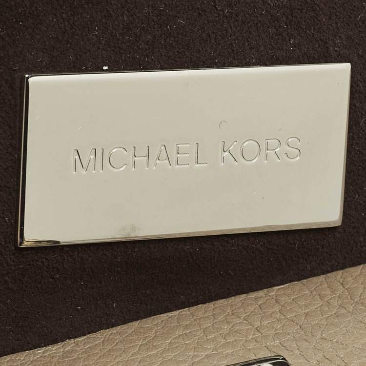 Pre Owned Michael Kors Miranda Mini Beige/Cream Leather and Python Trim Tote