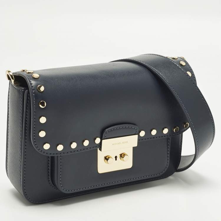 Pre Owned Michael Kors Sloan Editor Navy Blue Leather Shoulder Bag