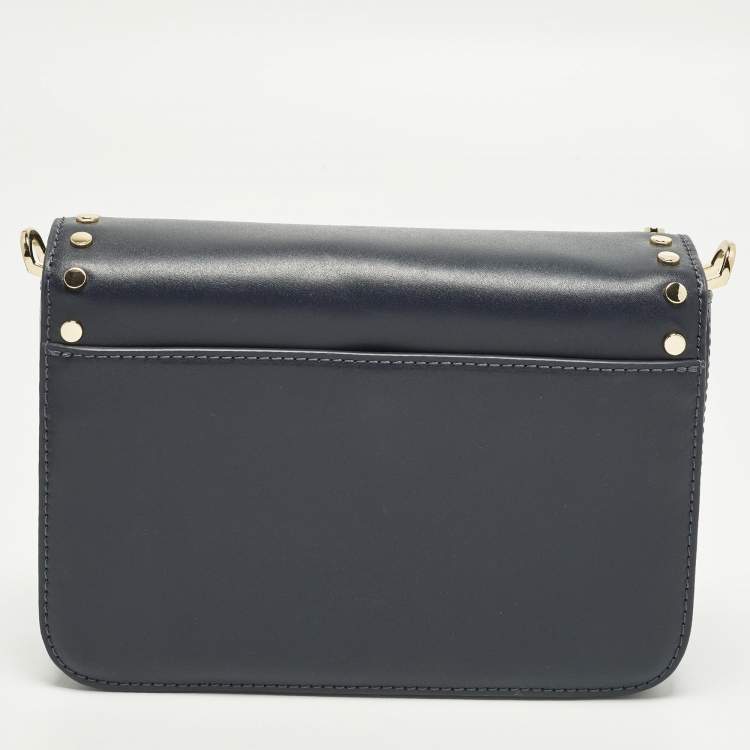 Pre Owned Michael Kors Sloan Editor Navy Blue Leather Shoulder Bag