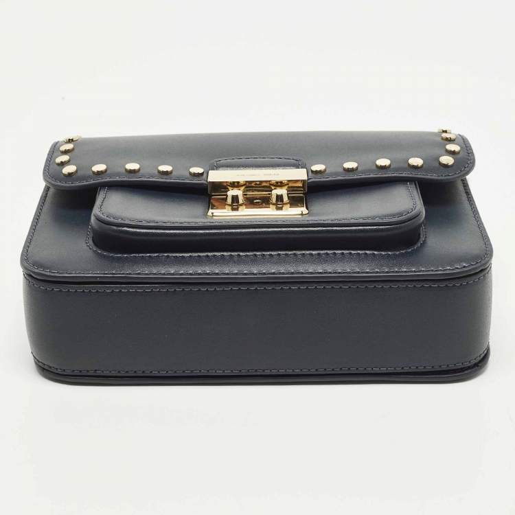 Pre Owned Michael Kors Sloan Editor Navy Blue Leather Shoulder Bag