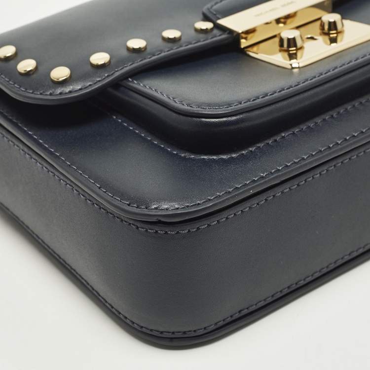 Pre Owned Michael Kors Sloan Editor Navy Blue Leather Shoulder Bag