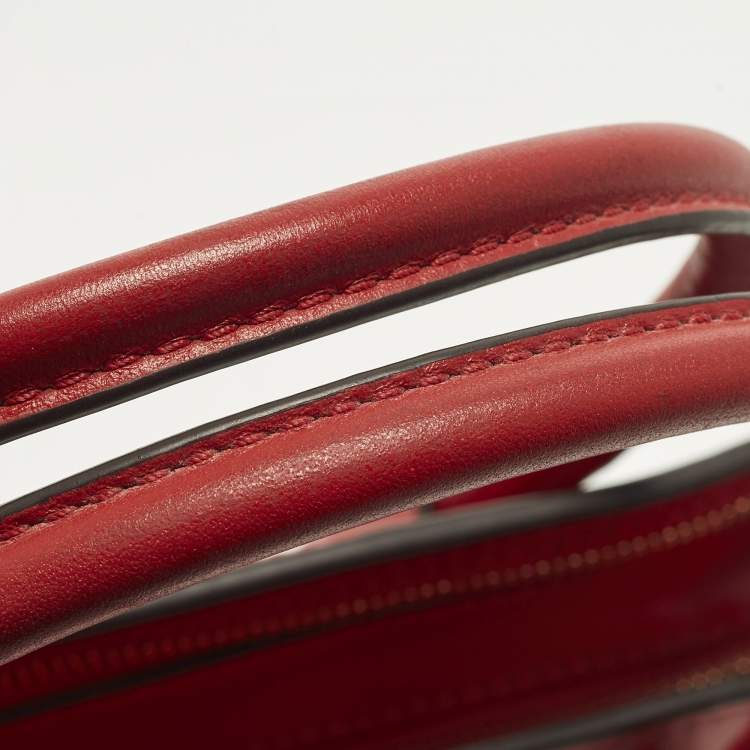 Pre Owned Michael Kors Mercer Studio Floral Cut Out Red Leather Tote