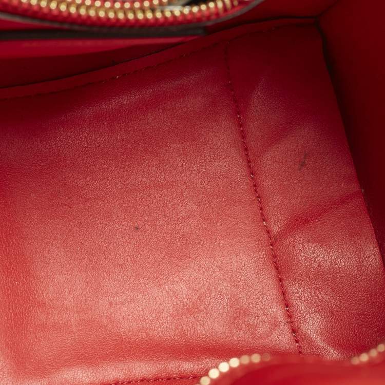 Pre Owned Michael Kors Mercer Studio Floral Cut Out Red Leather Tote