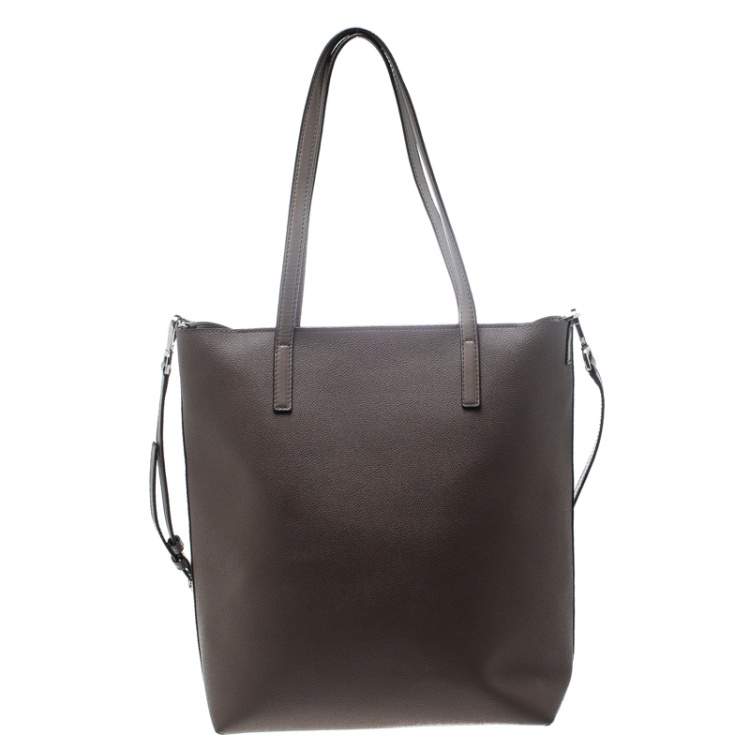 Pre Owned Michael Kors Dark Beige Leather Large Hayley Convertible Tote