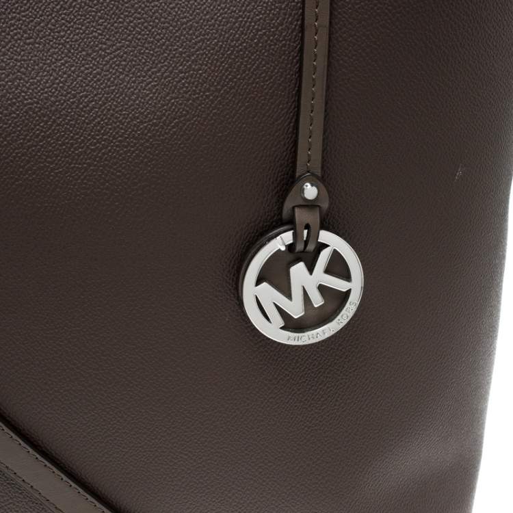 Pre Owned Michael Kors Dark Beige Leather Large Hayley Convertible Tote