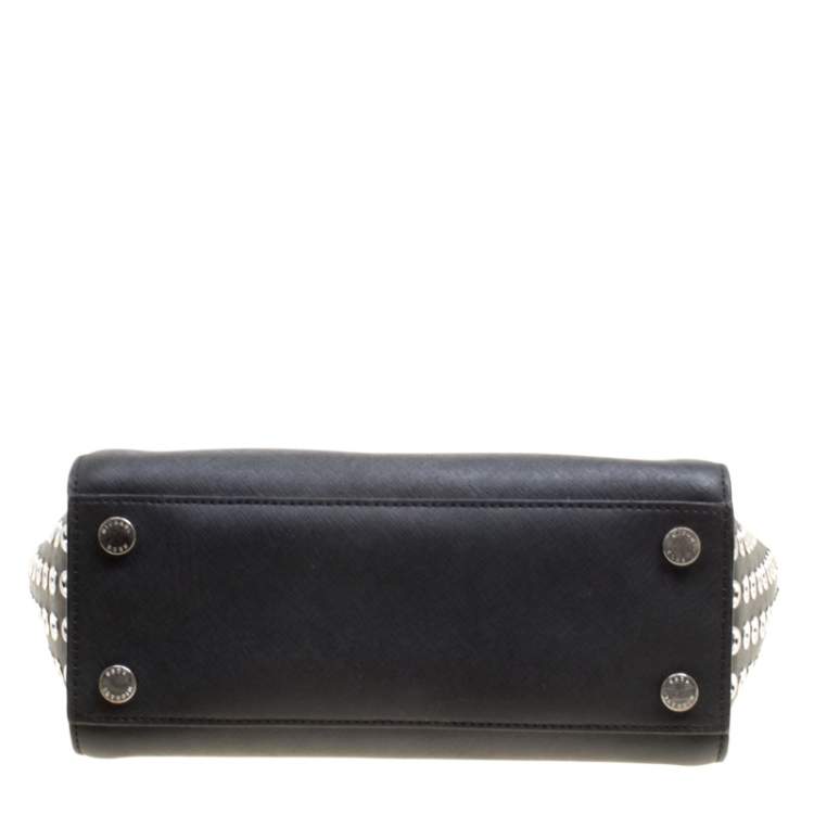 Pre Owned Michael Michael Kors Black Leather Medium Selma Eyelet Top Handle Bag