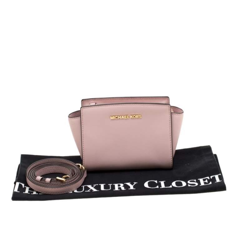 Pre Owned Michael Kors Pink Leather Mini Selma Crossbody Bag