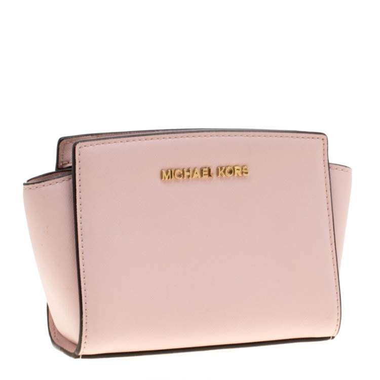 Pre Owned Michael Kors Pink Leather Mini Selma Crossbody Bag