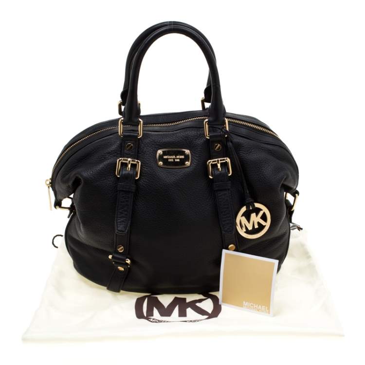 Pre Owned MICHAEL Michael Kors Black Leather Bedford Belted Satchel