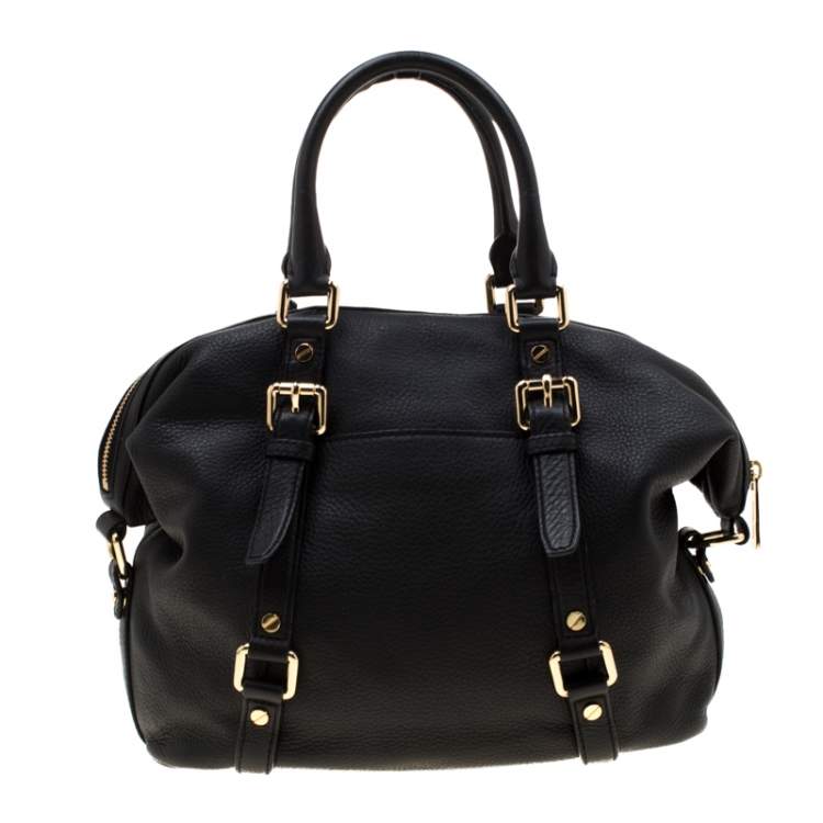 Pre Owned MICHAEL Michael Kors Black Leather Bedford Belted Satchel